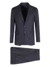 Tagliatore Pinstripe Wool Suit With Spear Lapel In Blue