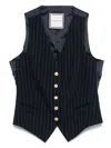 Tagliatore Women Striped V-necked Vest In Black