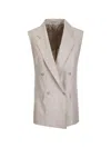 Tagliatore Grey Solid Sleeveless Jacket In Neutral