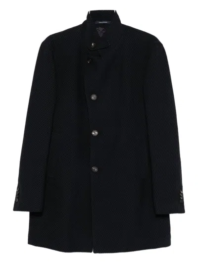 TAGLIATORE STRUCTURED BLUE COAT WITH HIGH COLLAR