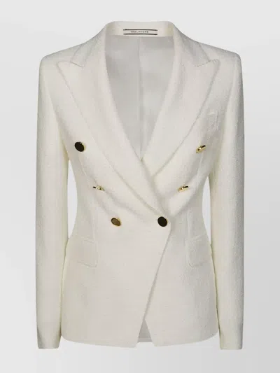 Tagliatore Structured Boucle Double-breasted Jacket In Neutral