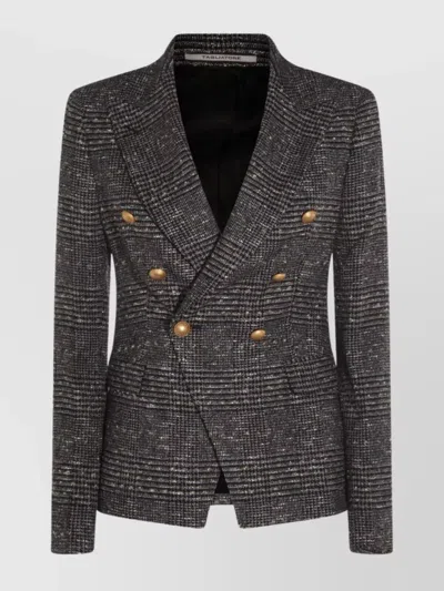 Tagliatore Structured Double-breasted Blazer Button Detailing In Gray