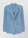 Tagliatore Structured Double-breasted Blazer Flap Pockets In Blue