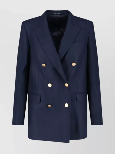 TAGLIATORE STRUCTURED DOUBLE-BREASTED BLAZER GOLD BUTTONS