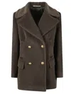 Tagliatore Structured Double-breasted Coat With Gold-tone Accents In Green