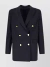 Tagliatore Structured Double-breasted Jacket Gold Buttons In Blue