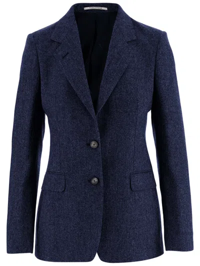 Tagliatore Structured Navy Wool And Cashmere Jacket With Tailored Fit In Blue