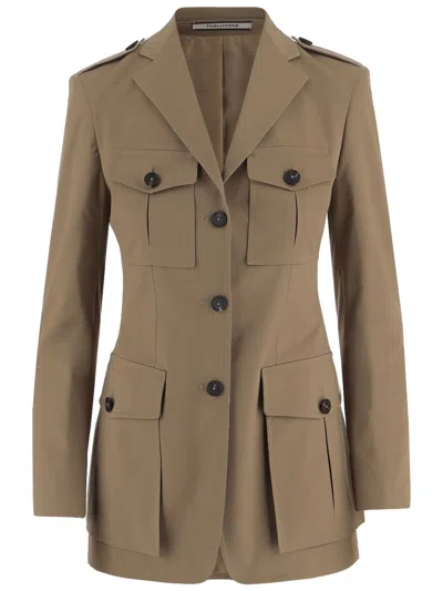 Tagliatore Structured Stretch Cotton Jacket In Brown
