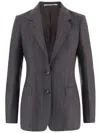 Tagliatore Structured Wool Jacket With Subtle Striped Pattern In Gray