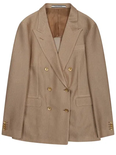 Tagliatore Double Breasted Suit Jacket Notch Lapel In Brown