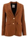 Tagliatore Sophie Single-breasted Suede Jacket In Brown