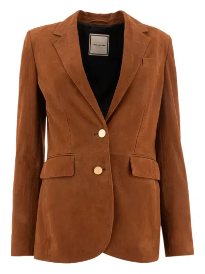 TAGLIATORE SUEDE GOLD-BUTTON JACKET
