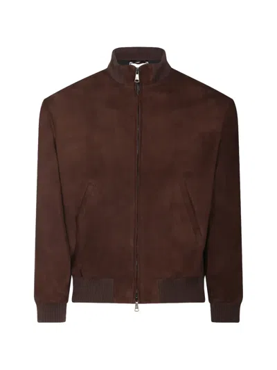 Tagliatore Suede Jacket In Brown
