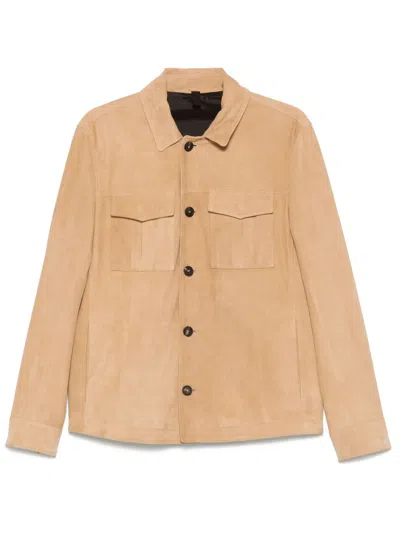 Tagliatore Suede Jacket In Neutrals