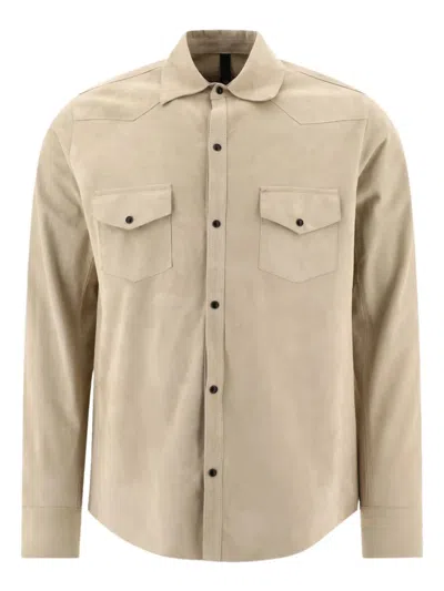 TAGLIATORE SUEDE-LEATHER BUTTON-DOWN SHIRT JACKET