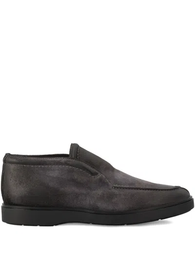 Tagliatore Suede-leather Loafers In Gray
