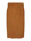 Tagliatore Suede Midi Skirt Skirts Brown In Brown