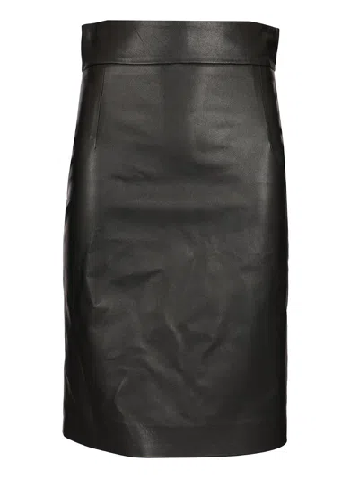 Tagliatore Suede Midi Skirt Skirts Black
