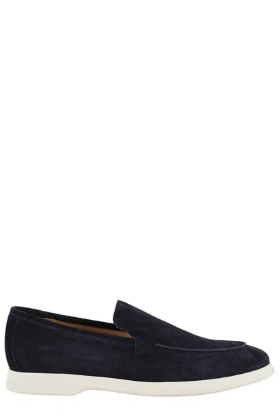 Tagliatore Suede Moccasin With Almond Toe In Blue