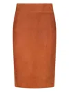 Tagliatore Suede Pencil Midi Skirt In Orange