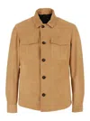 Tagliatore Beige Classic Collar Suede Jacket