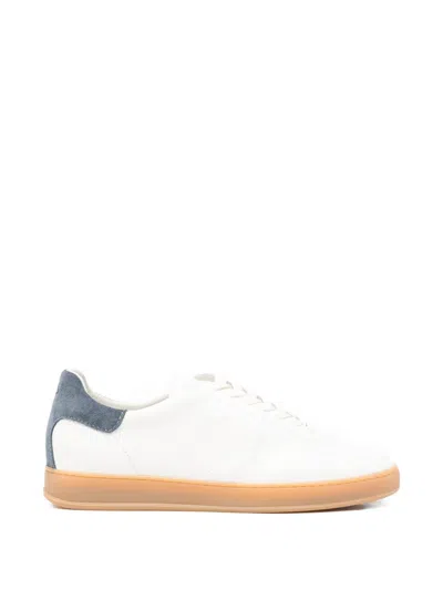 Tagliatore Suede-panelled Grained-leather Sneakers In White