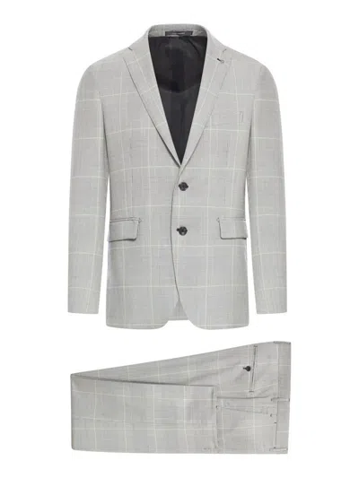 Tagliatore Check Print Wool Dress In Gray