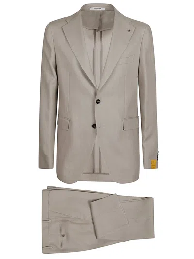 Tagliatore Single-breasted Linen Suit In Neutral