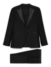 Tagliatore Blue Tailored Suit With Satin Lapel And Shoulders In Blue
