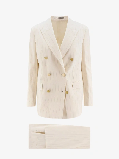 Tagliatore Interlock-twill Linen Suit In Neutrals