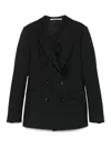 Tagliatore Double-breasted Tailored Blazer In Black Wool Blend In Black