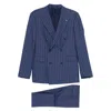 Tagliatore Double-breasted Tailored Suit With Unique Pattern In Blue