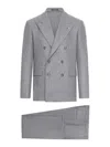 Tagliatore Tailored Double Breasted Wool Suit In Grey