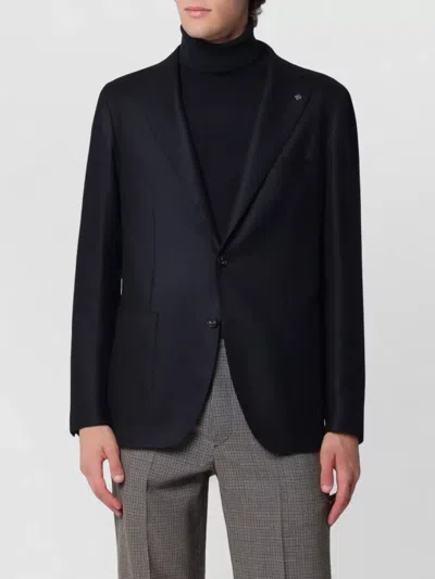 Tagliatore Navy Blue Single-breasted Wool And Cashmere Jacket
