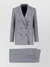 Tagliatore Houndstooth Tailored Double-breasted Blazer And Wide-leg Trousers In Gray