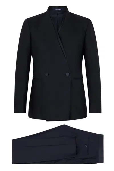 Tagliatore Suit With Double-breasted Jacket In Linen Blend In Multi