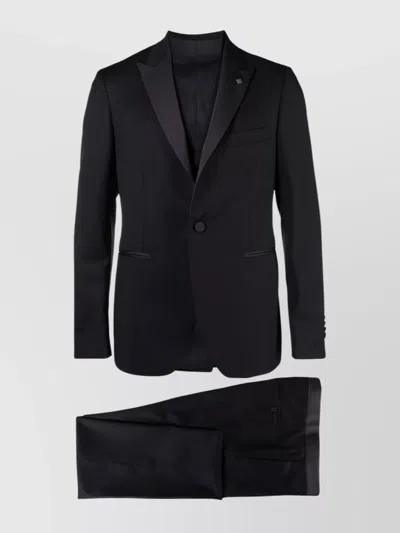 TAGLIATORE SUIT WITH SATIN LAPELS AND WAISTCOAT