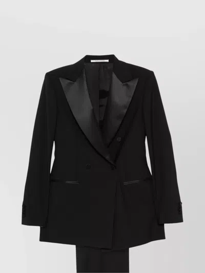 Tagliatore Suit Wool Double-breasted Peak Lapels In Black