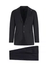 Tagliatore Double-breasted Tailored Suit With Classic Navy Blazer In Black