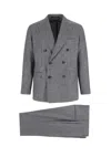 Tagliatore Double-breasted Houndstooth Suit With Signature Silver Details In Gray