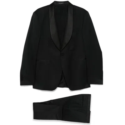 Tagliatore Black Suit With Vest Jacket And Trousers