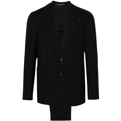Tagliatore Single-breasted Striped Suit In Black