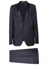 Tagliatore Smoking Suit Vest Satin Lapel In Blue