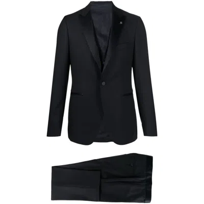 Tagliatore Single-breasted Three-piece Suit Set In Blue