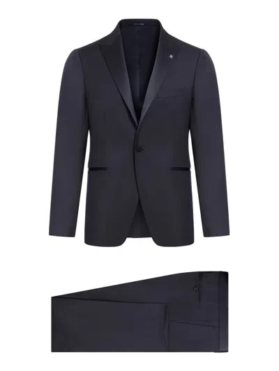 Tagliatore Smoking Nero Rever Lancia Con Gilet In Blue