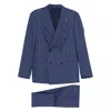Tagliatore Double-breasted Tailored Suit With Unique Pattern In Blue