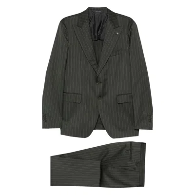 Tagliatore Pinstripe Single-breasted Suit In Green