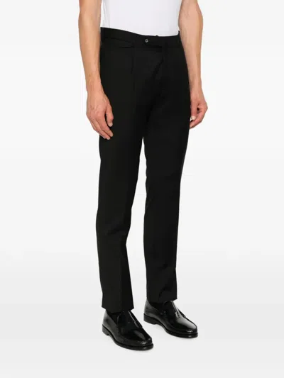 Tagliatore Super 110's Pleated Wool Tailored Trousers In Black