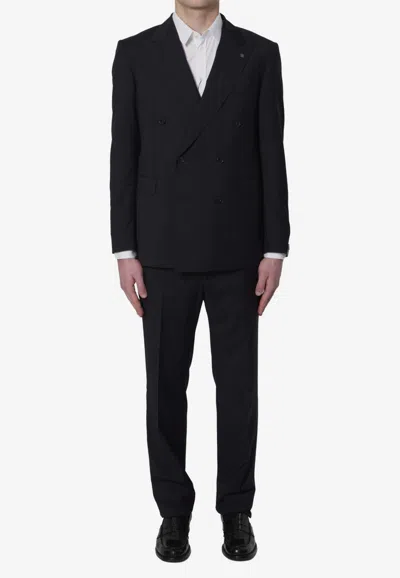 Tagliatore Super 110s Double-breasted Suit In Black