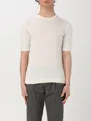 Tagliatore Crew Neck Melange T-shirt In Linen-cotton Blend In White